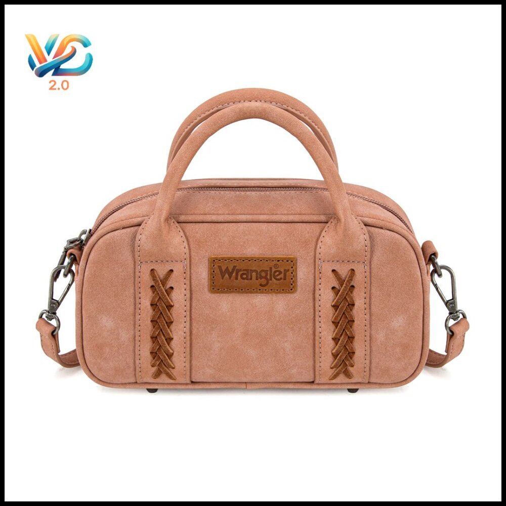 Retro Barrel Satchel Bag Convertible Crossbody Top Handle Nubuck Leather